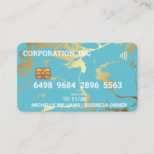 Credit Debit Card Blue Gold Marble