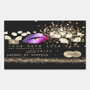 Credit Debit Card Styled Glitter Gold lips diamond Sticker