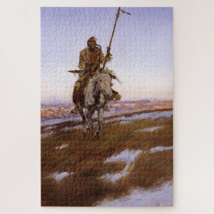 Cree Indian Charles M Russell  Native American Art Jigsaw Puzzle
