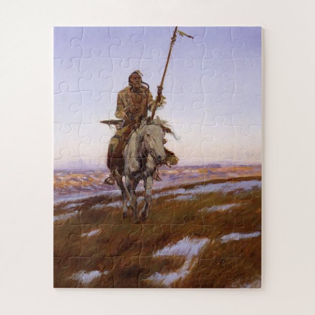 Cree Indian Charles M Russell  Native American Art Jigsaw Puzzle (Vertical)
