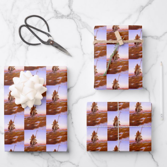 Cree Indian Native American Art Charles M Russell Wrapping Paper Sheet (Front)