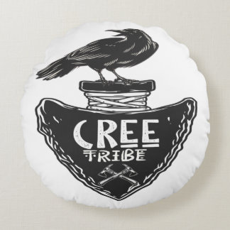 Cree tribe - Native American Raven Spirit Round Pillow