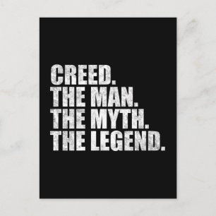 Creed name, Creed The Man The Myth The Legend Postcard