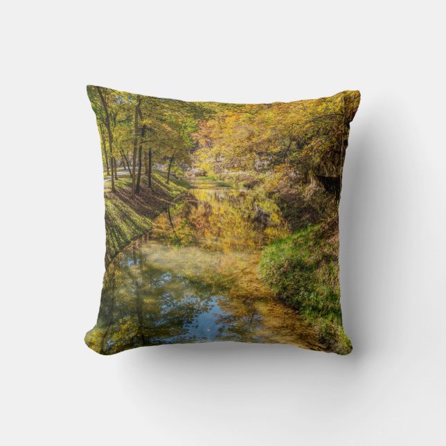 Creek Autumn Reflections Vertical Throw Pillow (Front)