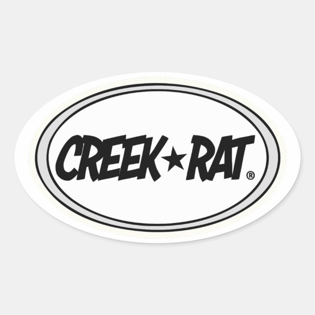 Creekrat Cartoon Studios Creek Rat Logo Decal Oval Sticker (Front)