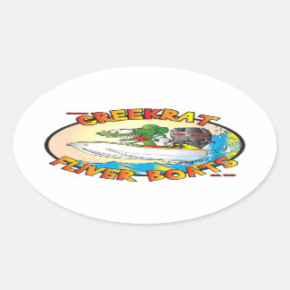 Creekrat Cartoons Fliver Boat Fun Decals Oval Sticker