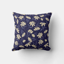 Creekside Daisy Throw Pillow | Navy & Yellow
