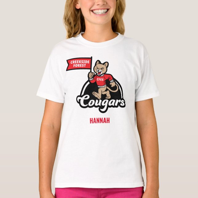 Creekside Forest Elementary Cougar Mascot T-Shirt (Front)