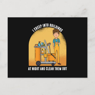 Creep Into Building Janitor Mop Cleaners Cleaning  Postcard