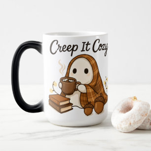 Creep It Cozy Ghost Cute Autumn Hot Cocoa Design Magic Mug