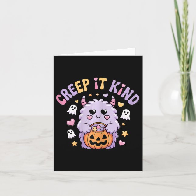 Creep It Kind Cute Monster Halloween Funny  Card (Front)