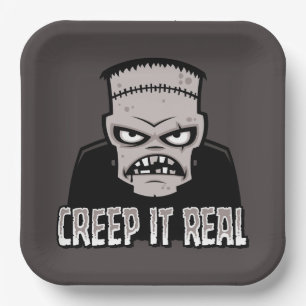 Creep It Real Classic Horror Frankenstein Design Paper Plate