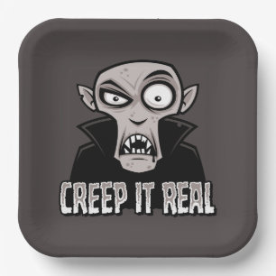 Creep It Real Classic Horror Vampire Design Paper Plate