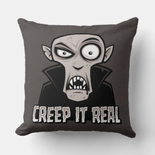 Creep It Real Classic Horror Vampire Design Throw Pillow
