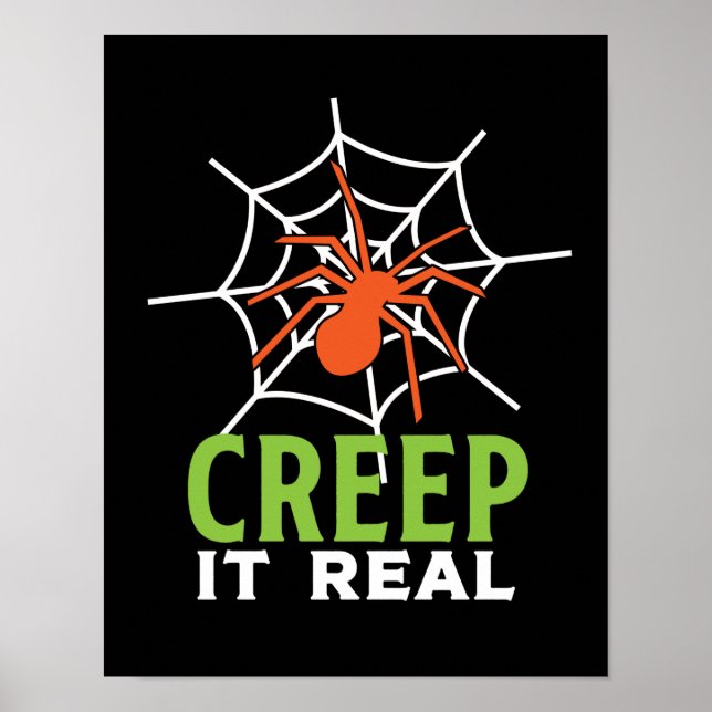 Creep It Real Creepy Spider Funny Halloween Pun Poster (Front)
