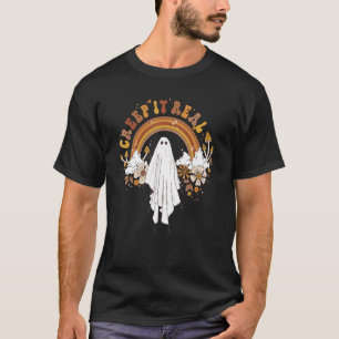 Creep it Real Cute Ghoul Retro Rainbow Floral T-Shirt