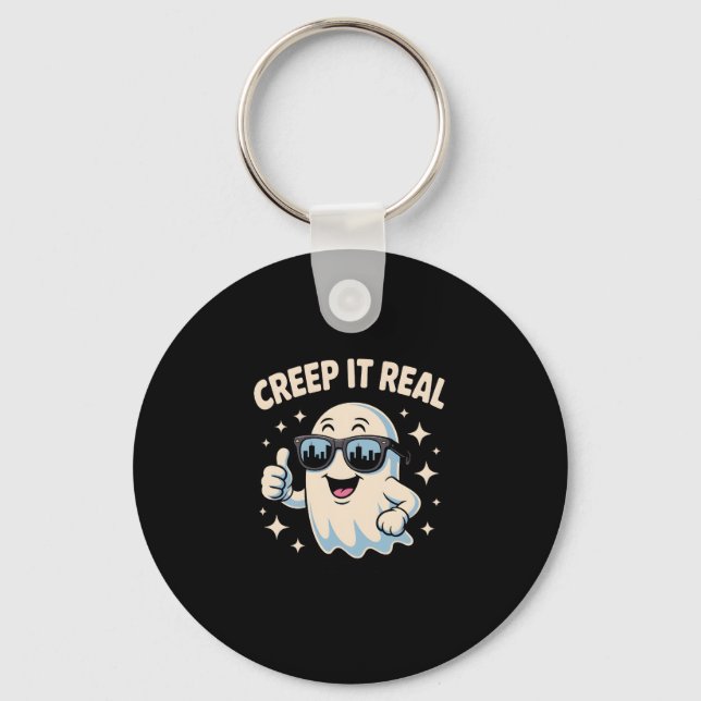 Creep It Real, Cute Halloween Ghost Keychain (Front)