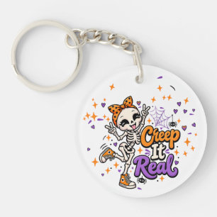 Creep It Real Cute Skeleton Halloween Acrylic Keyc Keychain