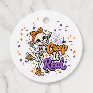 Creep It Real Cute Skeleton Halloween Gift Tag