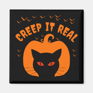 CREEP IT REAL FUNNY CAT HALLOWEEN MAGNET