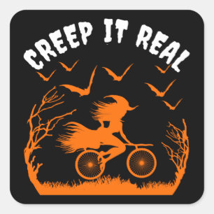 CREEP IT REAL FUNNY SARCASM SQUARE STICKER