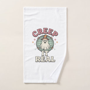 Creep It Real Ghost Disco Halloween Shirt Design_1 Hand Towel
