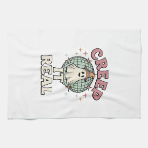 Creep It Real Ghost Disco Halloween Shirt Design_1 Kitchen Towel