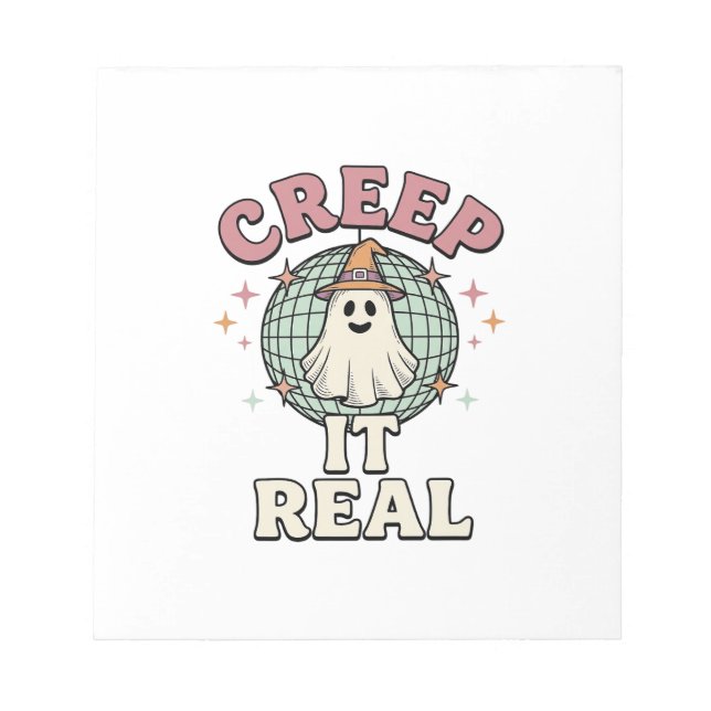 Creep It Real Ghost Disco Halloween Shirt Design_1 Notepad (Front)