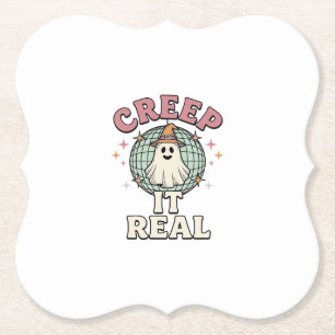 Creep It Real Ghost Disco Halloween Shirt Design_1 Paper Coaster
