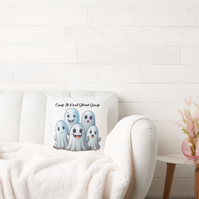 Creep It Real: Ghost Group Throw Pillow (Couch)