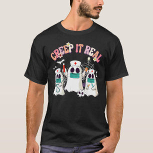 Creep It Real Ghost Kids Boys Girls Halloween Cost T-Shirt