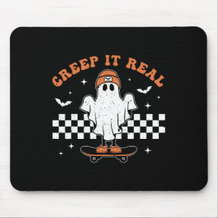Creep It Real Ghost Skateboard Retro Cute Hallowee Mouse Pad