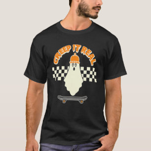 Creep It Real   Ghost Skater Boy Skateboard   Bean T-Shirt