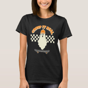 Creep It Real   Ghost Skater Boy Skateboard   Bean T-Shirt