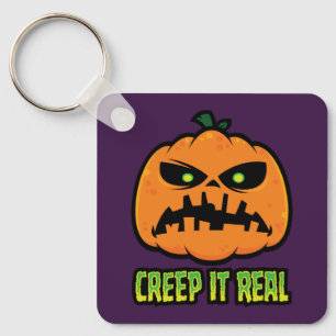 Creep It Real Grumpy Halloween Pumpkin Keychain