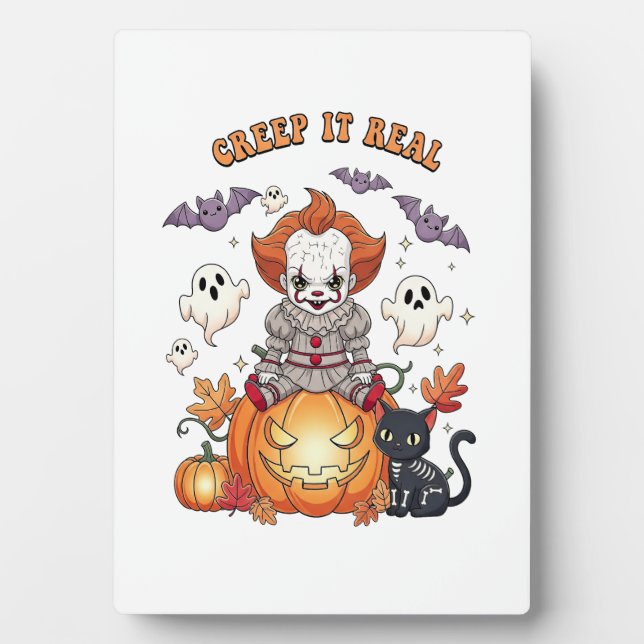 Creep It Real Halloween Clown Plaque (Front)