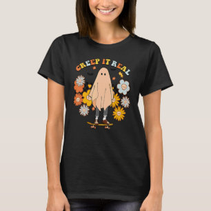 Creep It Real Halloween Ghost Spooky Retro Groovy T-Shirt