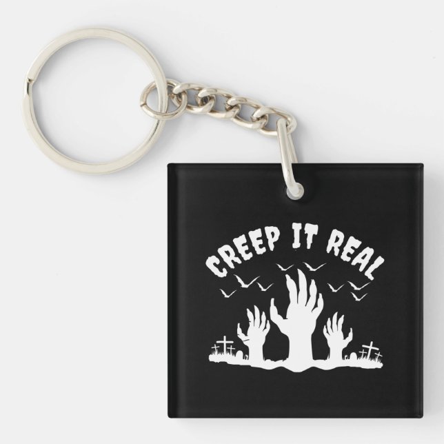 CREEP IT REAL HALLOWEEN GRAVEYARD COSTUME KEYCHAIN (Front)