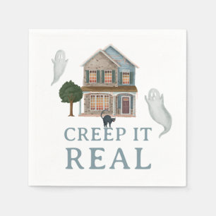 Creep It Real Halloween   Haunted House & Ghosts Napkin