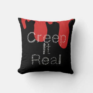 Creep it Real Hand Drawn Font Blood Halloween Throw Pillow