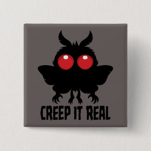 Creep It Real Mysterious Mothman Cryptid 2 Inch Square Button