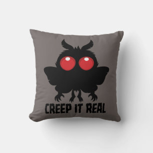 Creep It Real Mysterious Mothman Cryptid Throw Pillow