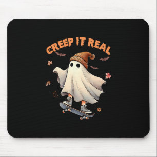 Creep It Real Skateboarding Ghost Retro Halloween Mouse Pad