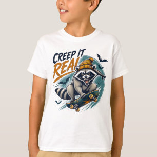 Creep It Real Skater Raccoon Halloween T-Shirt