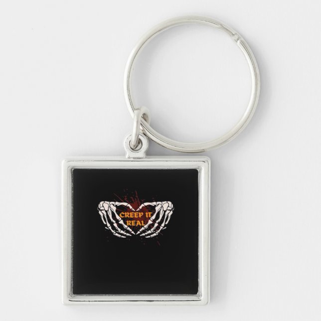 Creep It Real, Skeleton Hands Showing Heart Keychain (Front)