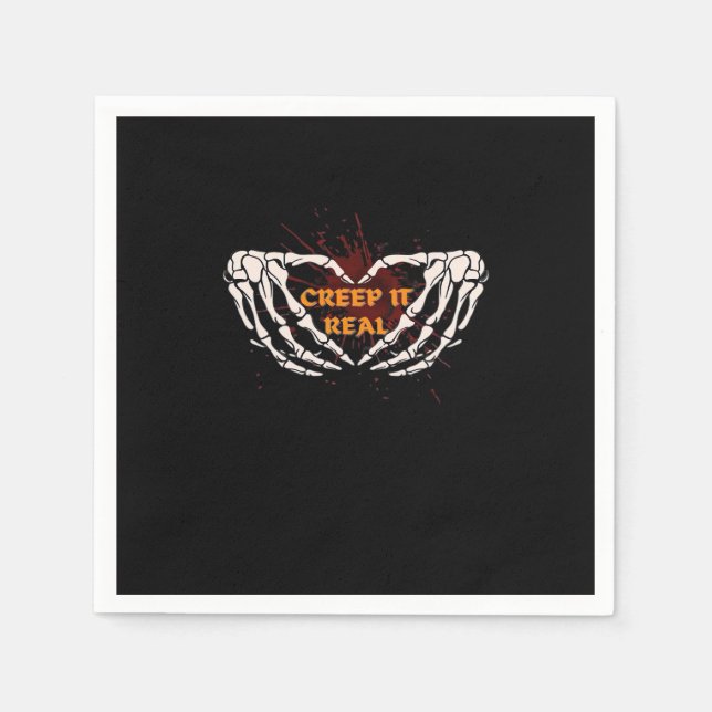 Creep It Real, Skeleton Hands Showing Heart Napkin (Front)