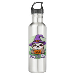 Creep It Slow – Cute Halloween Sloth Shirt with Pu 710 Ml Water Bottle