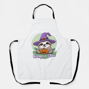 Creep It Slow – Cute Halloween Sloth Shirt with Pu Apron