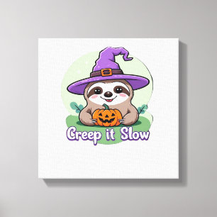 Creep It Slow � Cute Halloween Sloth Shirt with Pu Canvas Print