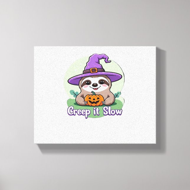 Creep It Slow – Cute Halloween Sloth Shirt with Pu Canvas Print (Front)